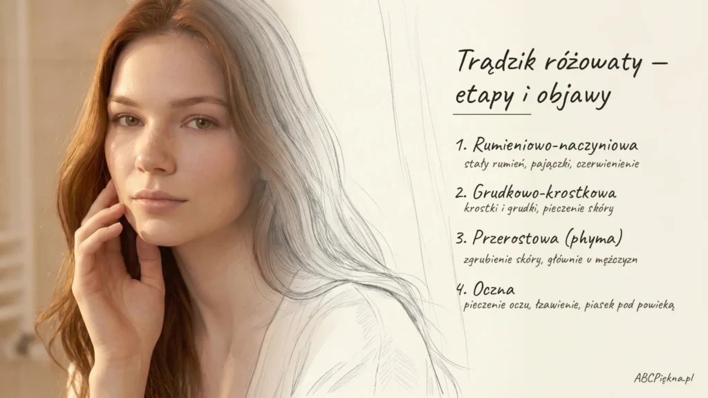 trądzik różowaty objawy i etapy